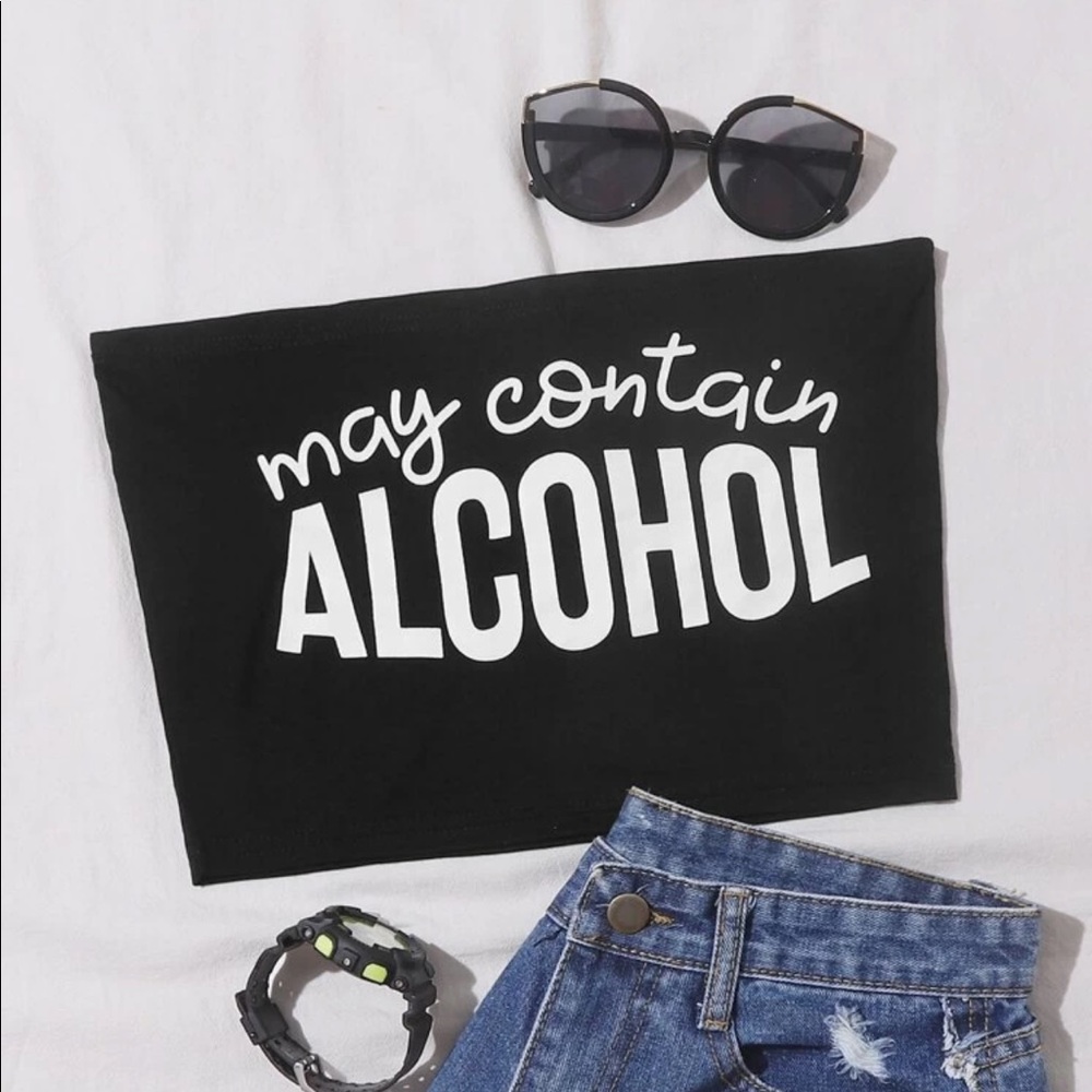 Plus Size Slogan Graphic Tube Top
